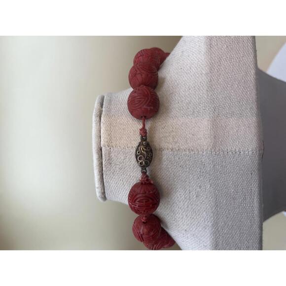 Vintage Chinese Cinnabar Necklace for Women - Picture 5 of 7